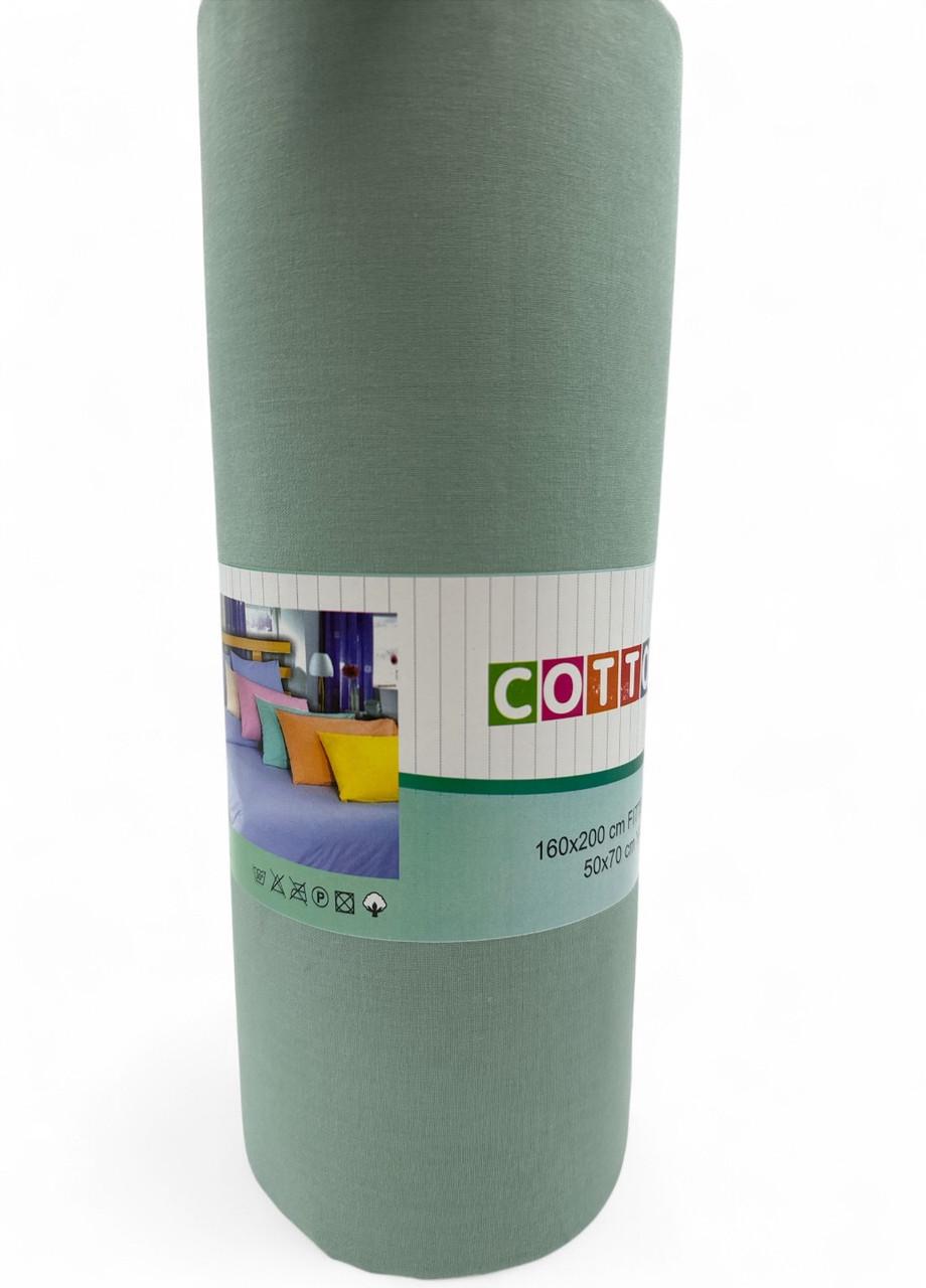Комплект постільної білизни Cotton Star 1 простирадло/2 наволочки без підковдри Оливковий (2740754899) - фото 1