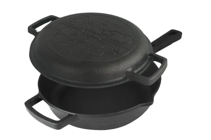 Сковорода-жаровня чавунна Brizoll monolith з литою ручкою та чавунною кришкою-сковородою 240х60 мм (M2460P-2) - фото 2 Сковорода-жаровня чавунна Brizoll monolith з литою ручкою та чавунною кришкою-сковородою 240х60 мм (M2460P-2) - фото 2