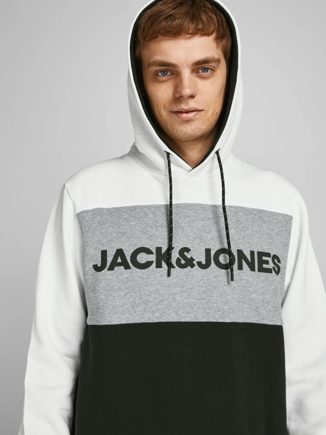 Худі Jack & Jones Logo Blocking Чорно/Білий L (21345824) - фото 3