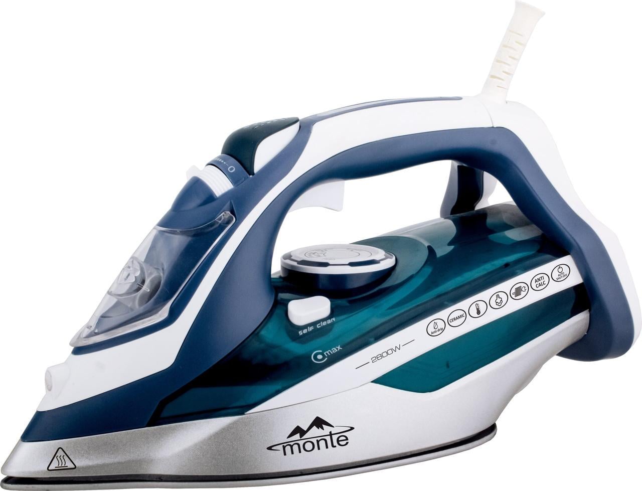 Утюг Monte MT-1517 2800 Вт с керамической подошвой паровой удар автоотключение капля-стоп