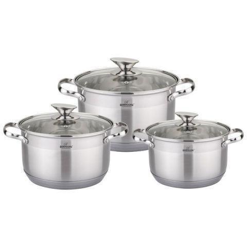 Набор кастрюль из нержавеющей стали Bohmann 6 пр. с индукционным дном (BH-1912-06)