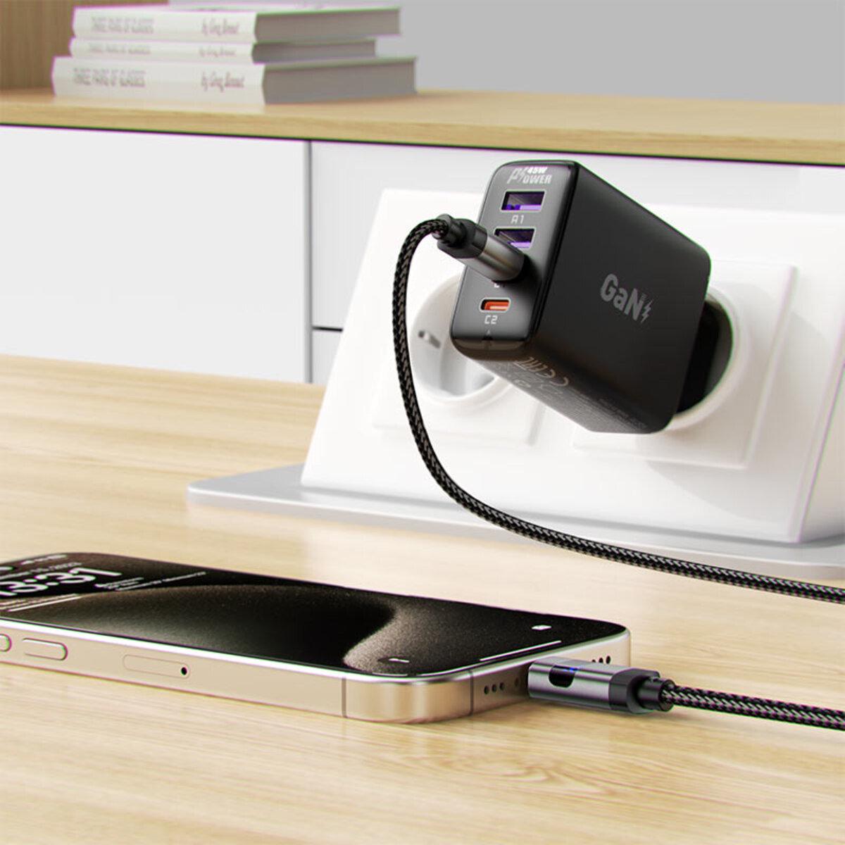 Кабель Acefast C15-03 USB-C до USB-C 60W з цифровим дисплеєм нейлонова обплетення 1,2 м Чорний (612454) - фото 6