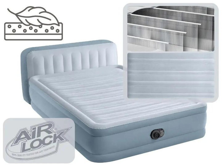 Кровать надувная со спинкой Intex двуспальная со встроенным электронасосом 236x152x86 см (64450) - фото 7
