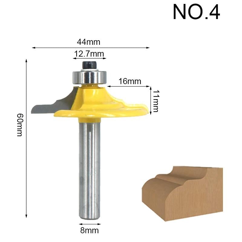 Набор фрез по кромочному дереву с подшипником хвостовик 8 мм 4 шт. (F555) - фото 6