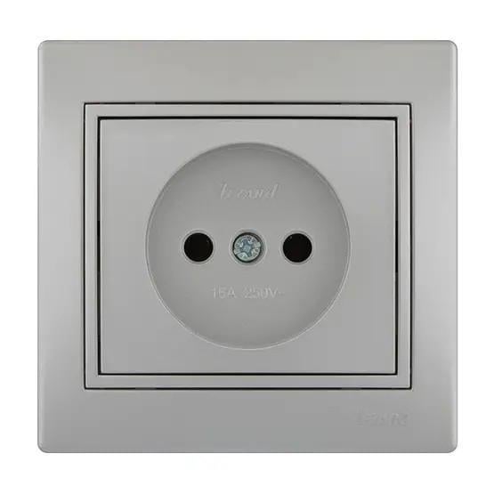 Розетка одинарная без заземления Lezard Mira со вставкой металл Серый (00000003169)