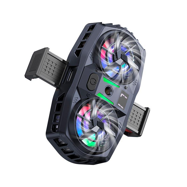 Кулер охлаждающий для телефона Hoco GM36 4.5"-7"/бесшумный/3 режима работы/LED подсветка Черный (GM36)
