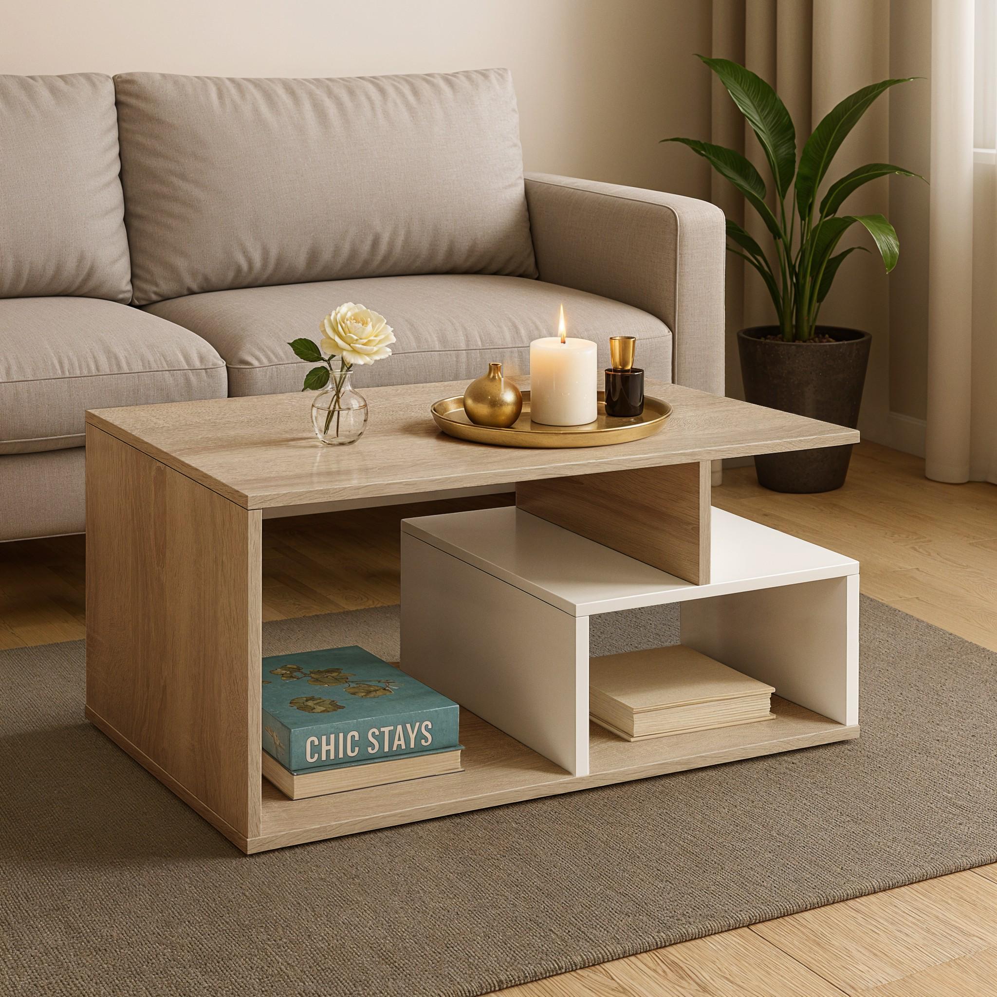 Журнальный стол Kombo 900х500х500 мм Дуб Сонома/Белый