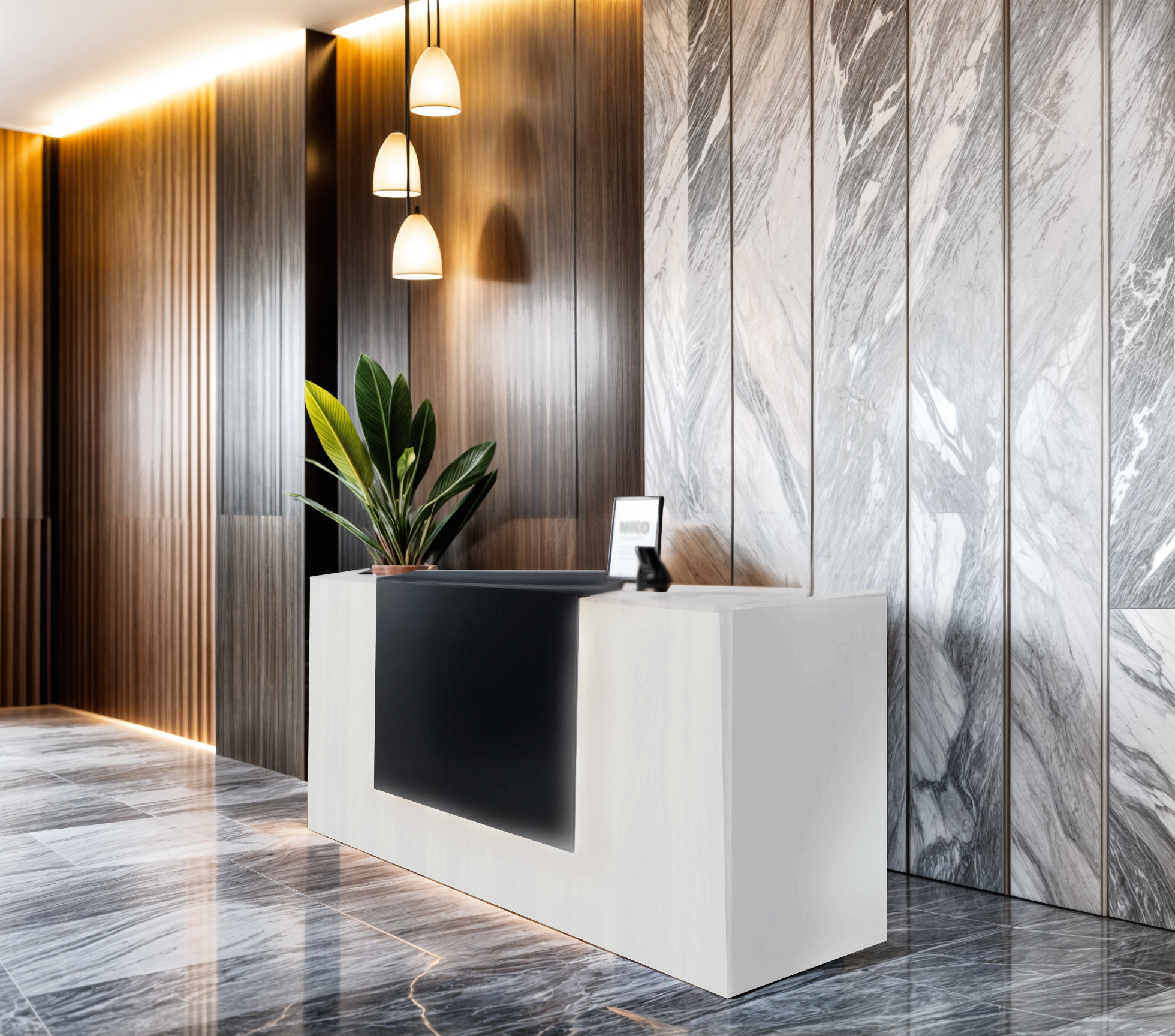 Стойка администратора Tobi Sho Ресепшн/1 для офиса/салона с подсветкой и ящиками/1800х800х1000 мм Белый/Черный - фото 2 Стойка администратора Tobi Sho Ресепшн/1 для офиса/салона с подсветкой и ящиками/1800х800х1000 мм Белый/Черный - фото 2