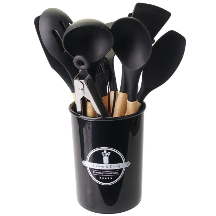 Набір кухонного приладдя Kitchen Set з підставкою 12 пр. Чорний (29519208) Набір кухонного приладдя Kitchen Set з підставкою 12 пр. Чорний (29519208)