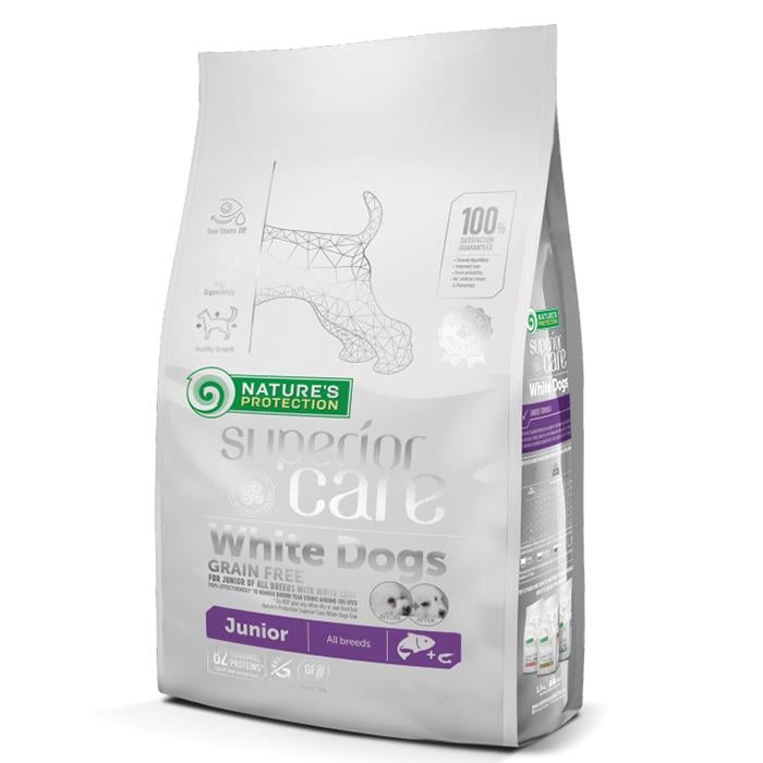 Корм сухий Nature's Protection Superior Care White Dogs Grain Free Salmon Junior All Breeds з лососем для юніорів 10 кг (NPSC45672)