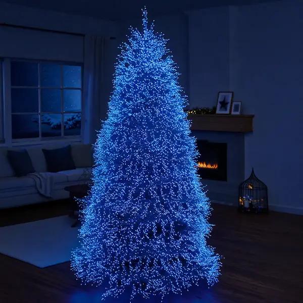 Гірлянда-нитка Роса Хвойна лапа 3000 LED 100 м Зелена нитка/Синє світло (D3000L100MGBL)