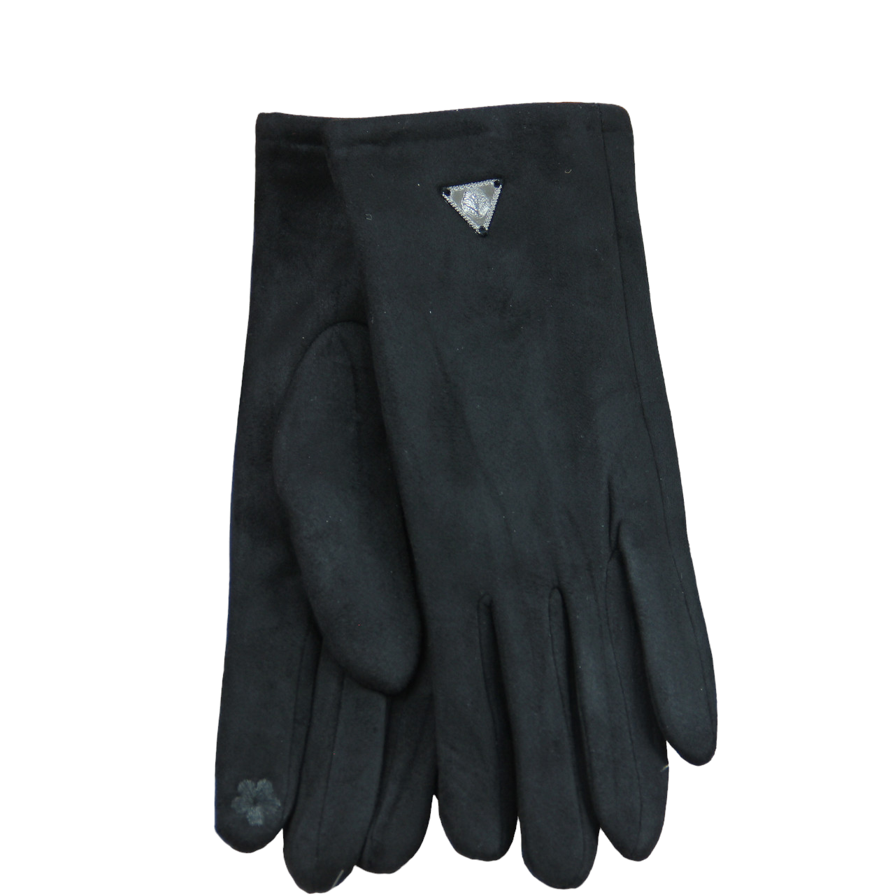 Перчатки женские сенсорные велюровые на меху с треугольником M-L (33966)