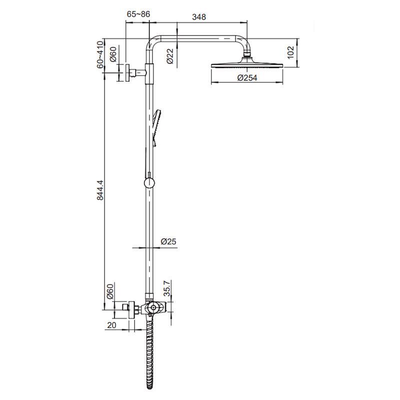 Душова колона з термостатичним змішувачем KOER KB-55014-05 Чорний (KR4733) - фото 2 Душова колона з термостатичним змішувачем KOER KB-55014-05 Чорний (KR4733) - фото 2