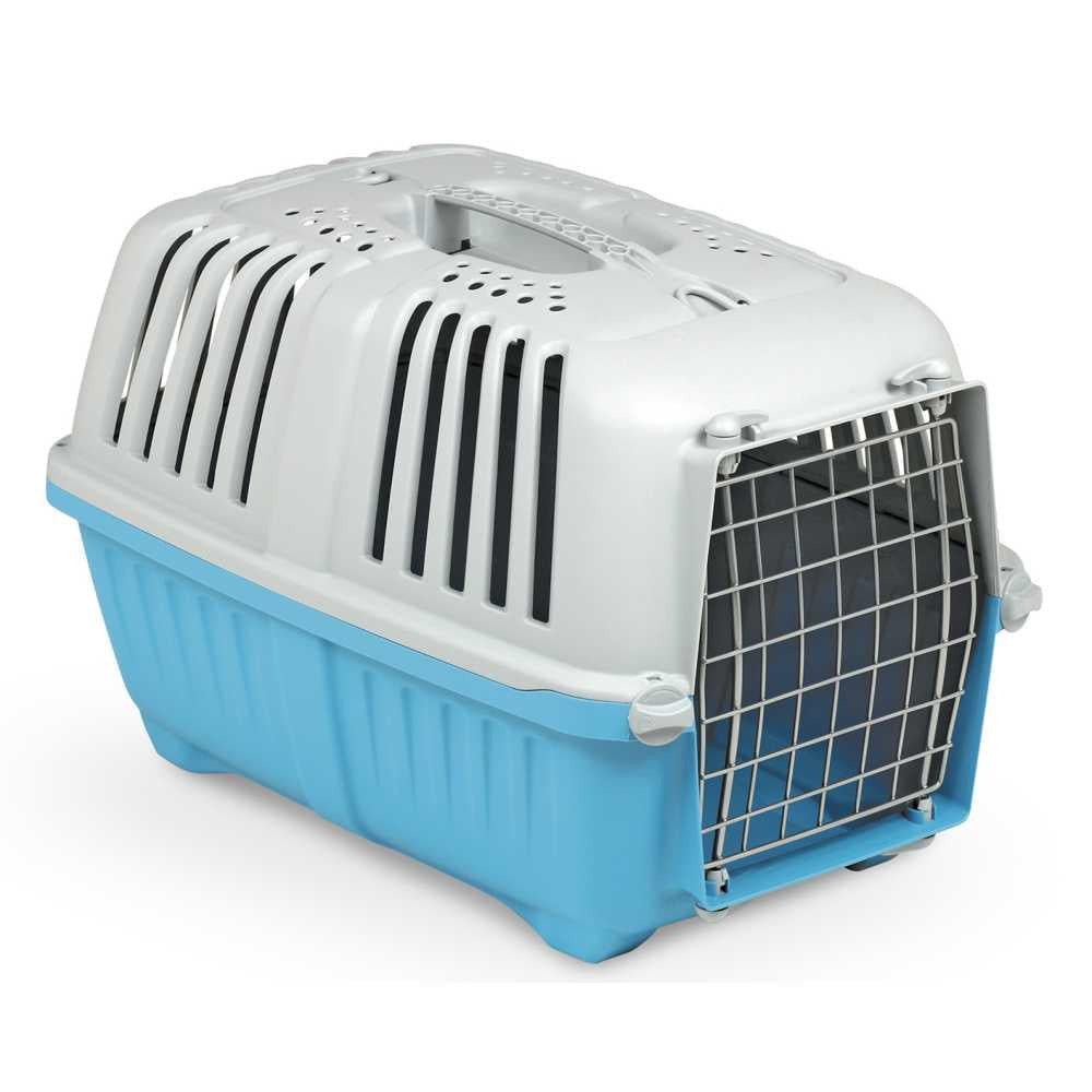 Переноска для тварин Pratiko 2 Metal 55х36х36 см Блакитний