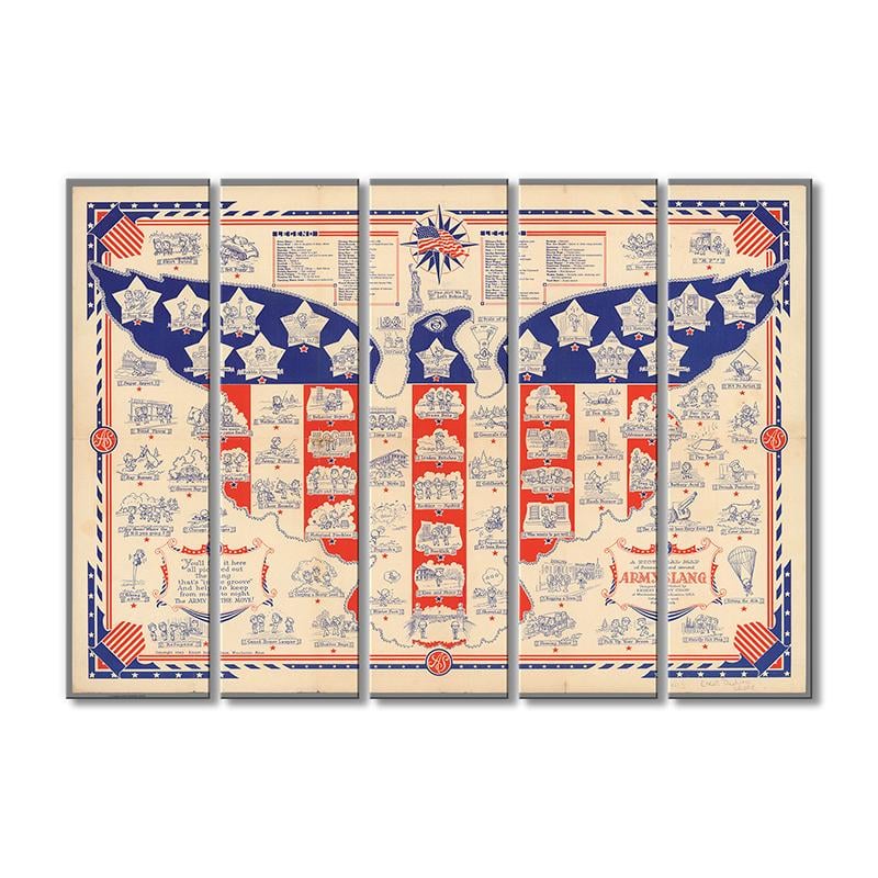 Винтажная карта Карта США туристическая карта Легендарный мир 5 модулей 70x105 см