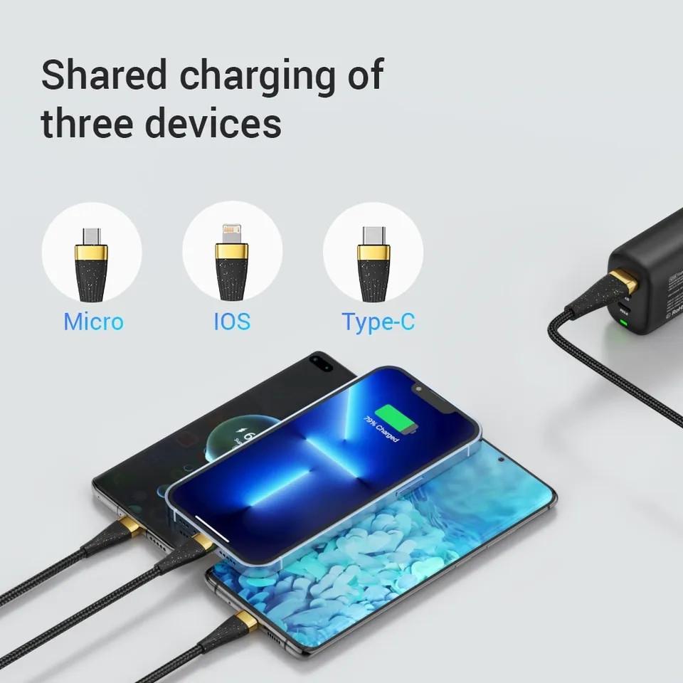 Кабель Asometech 100w Type-C/Lightning/microUSB - USB 125 см (25397465) - фото 10
