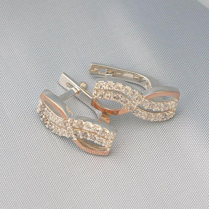 Серебряные серьги с золотыми накладками Волна - фото 2 Серебряные серьги с золотыми накладками Волна - фото 2