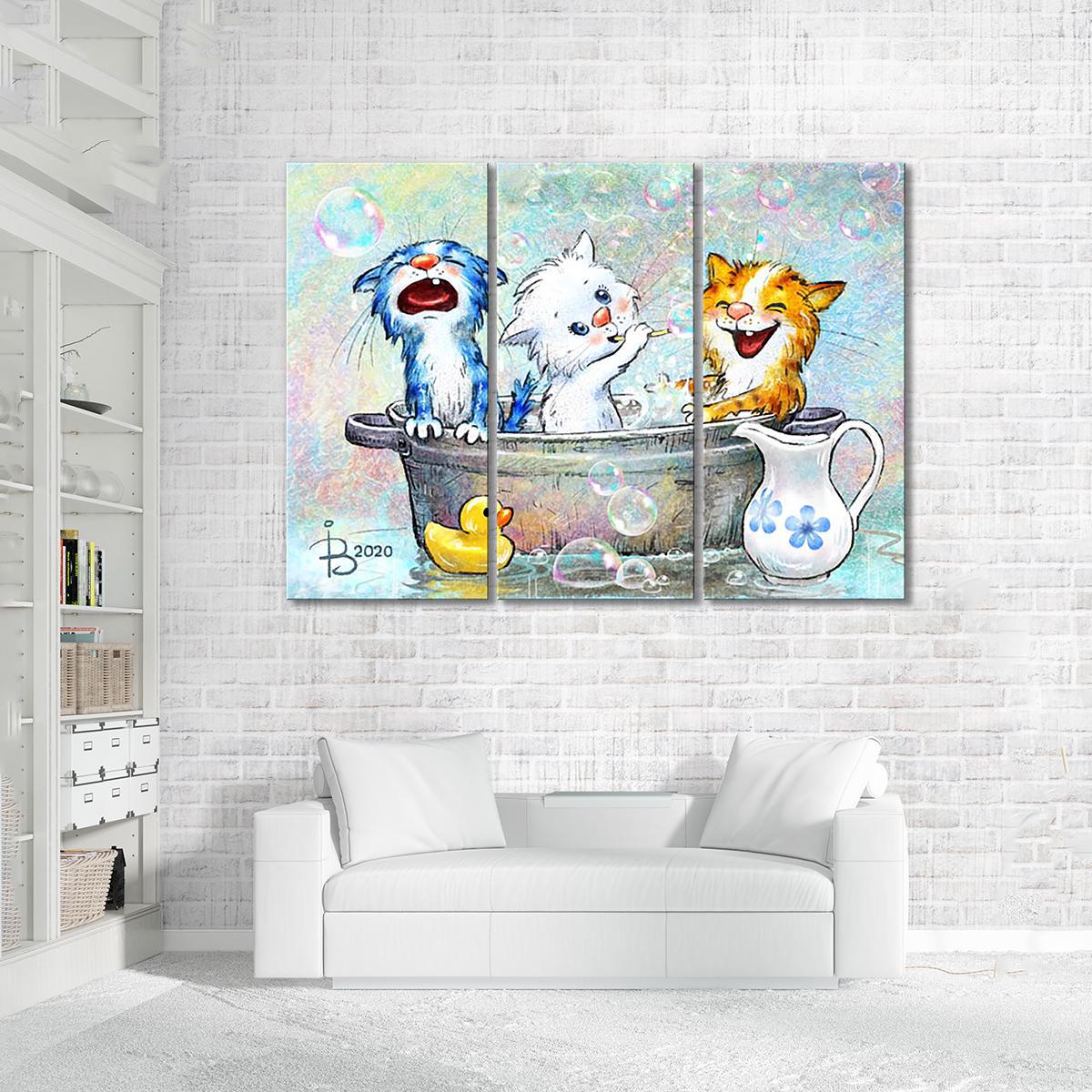 Модульная картина Купание 3 модуля 80x120 см