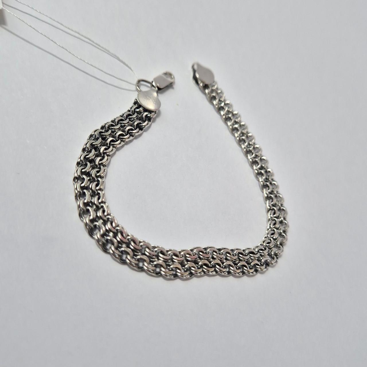 Браслет подвійний бісмарк срібло 925 проби чорнене 11,40 г 9 мм 21,5 см (60410)