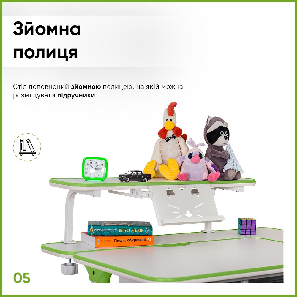 Шкільна ергономічна дитяча парта трансформер Evo-kids TH-320 W/Z Зелений - фото 6