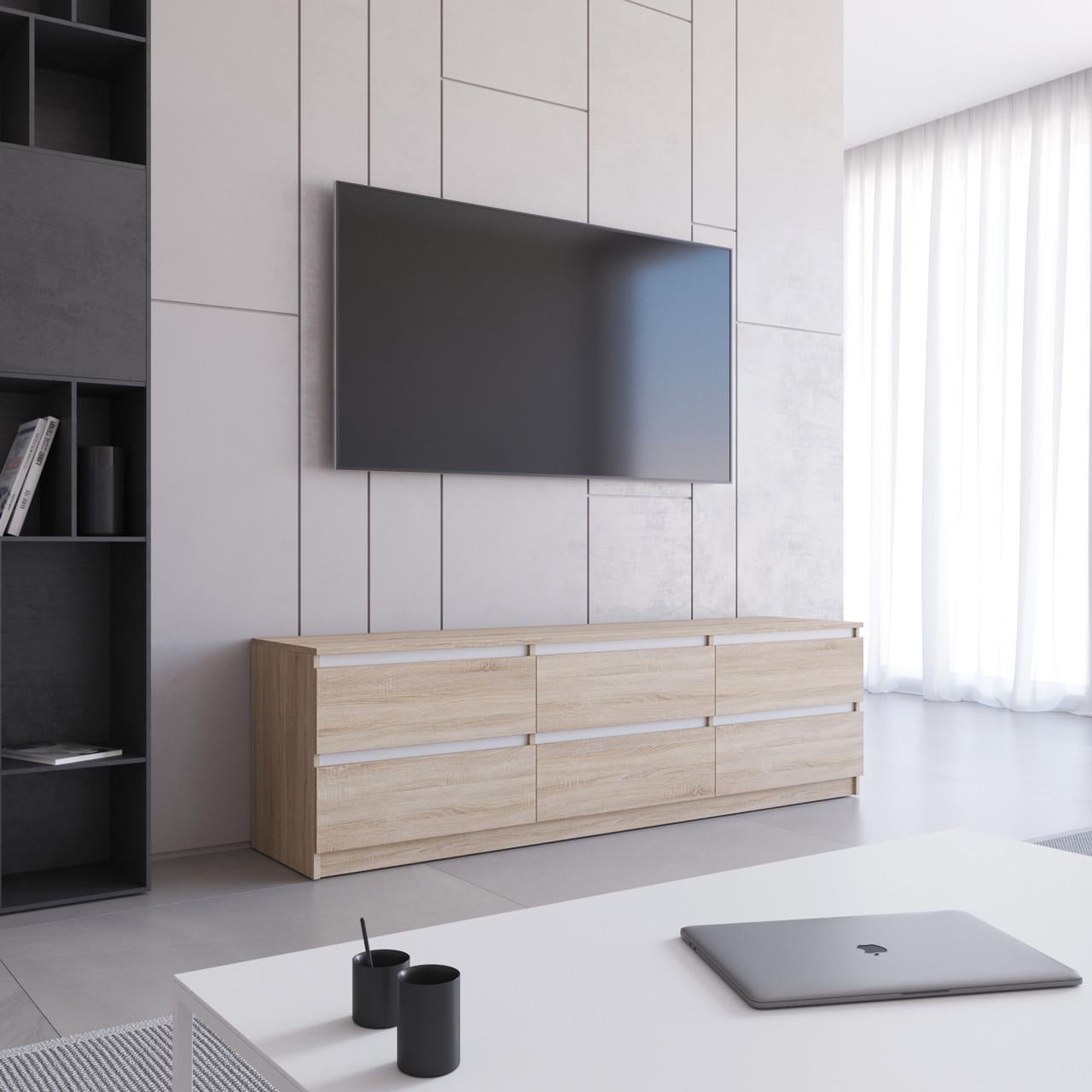 Тумба під телевізор VAYS 6 шухляд 180х40х53 см Дуб сонома/Білий (30821206) Тумба під телевізор VAYS 6 шухляд 180х40х53 см Дуб сонома/Білий (30821206)