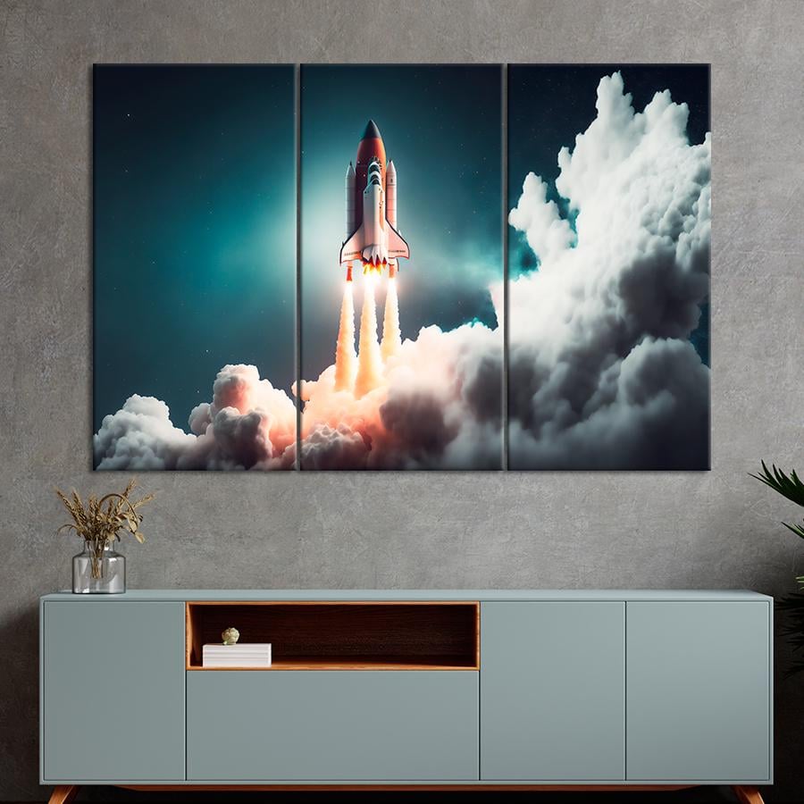 Картина космос Космическая ракета на взлете 128x81 см (A1297-3)
