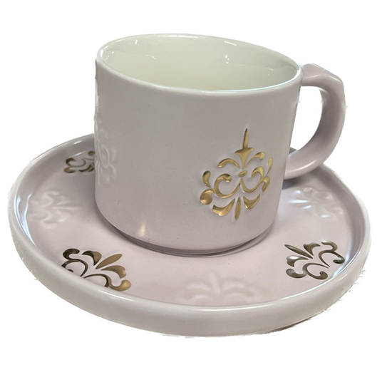 Чашка Stenson Tea Time 220 мл з блюдцем та ложкою Pink (YG00954)