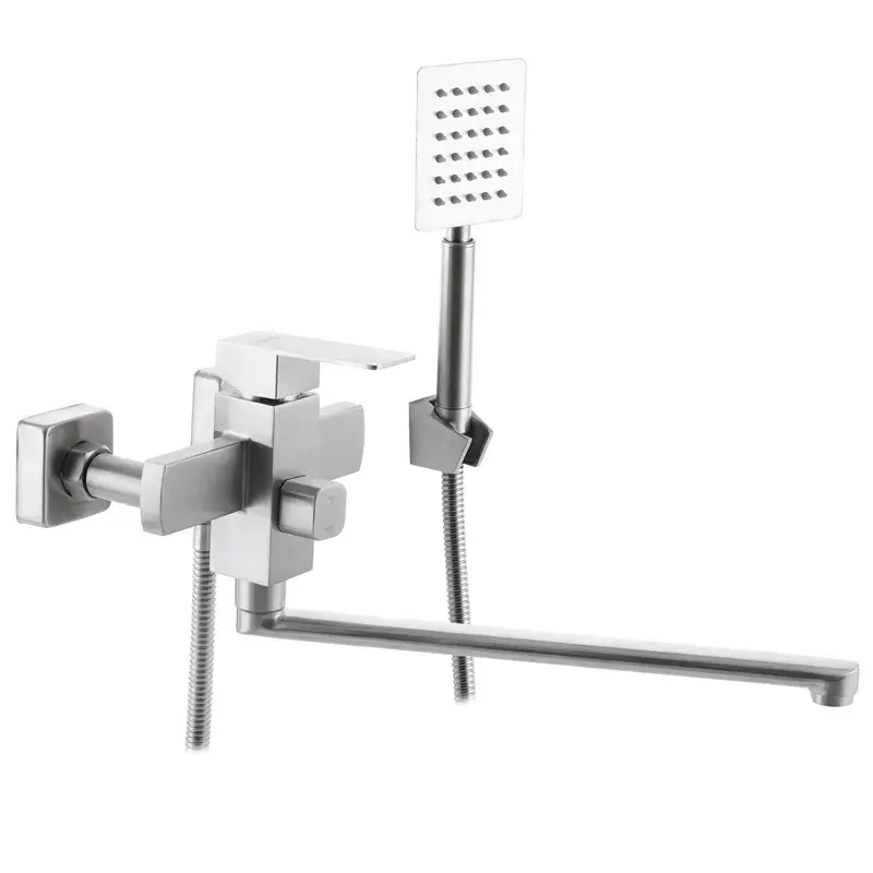 Смеситель для ванны Zerix Kub-006 однорычажная нержавеющая сталь (ZX3167)