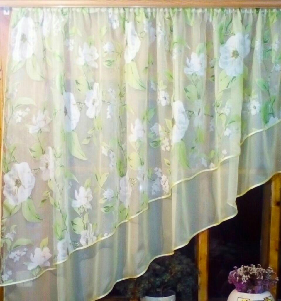 Тюль готовая короткая Ника левая Лунный/Яблочный цвет (1200612506) - фото 2