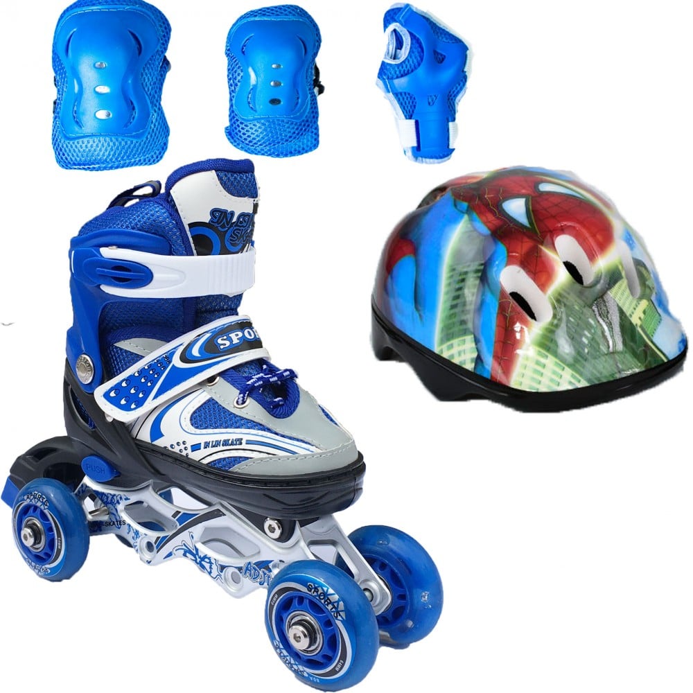 Ролики детские набор Happy Combo Disney СпайдерМэн 2 защита/шлем ротация колес р. 29-33 Синий (2T3007E)