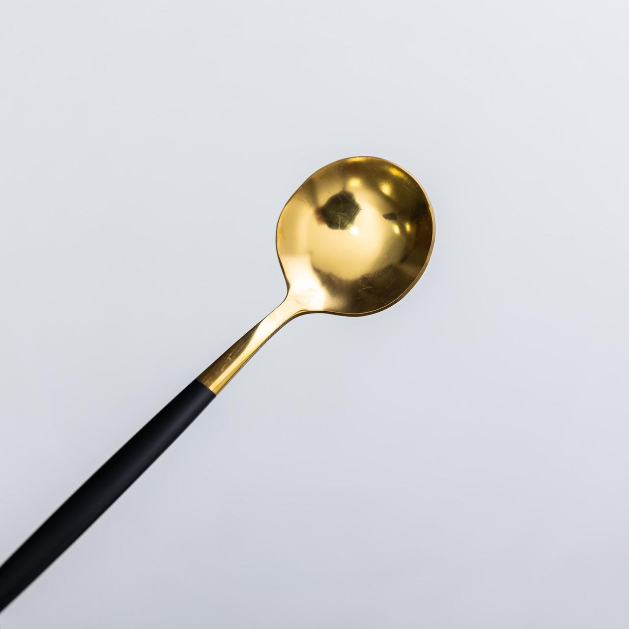 Набір чайних ложок із нержавіючої сталі 12,9 см 6 шт. Чорний/Золотий (6527) - фото 5 Набір чайних ложок із нержавіючої сталі 12,9 см 6 шт. Чорний/Золотий (6527) - фото 5