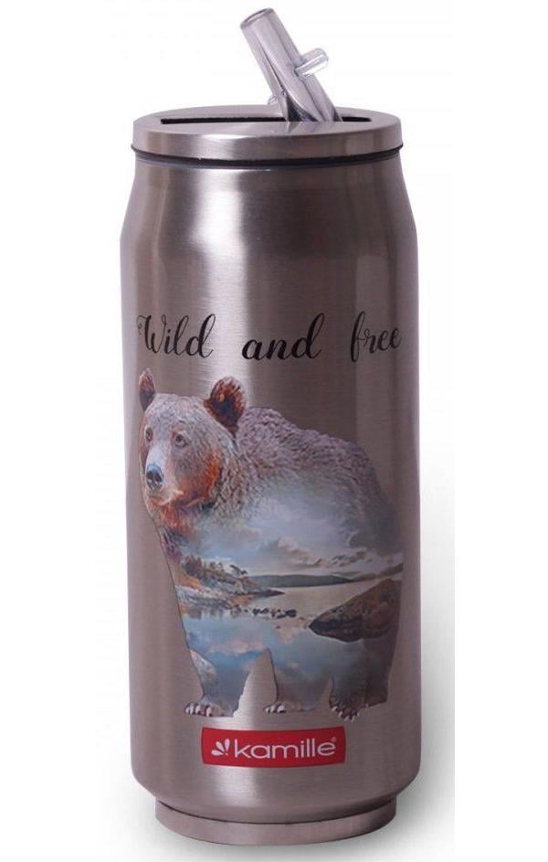 Термобанка Kamille с трубочкой 500 мл (MKM-2205)