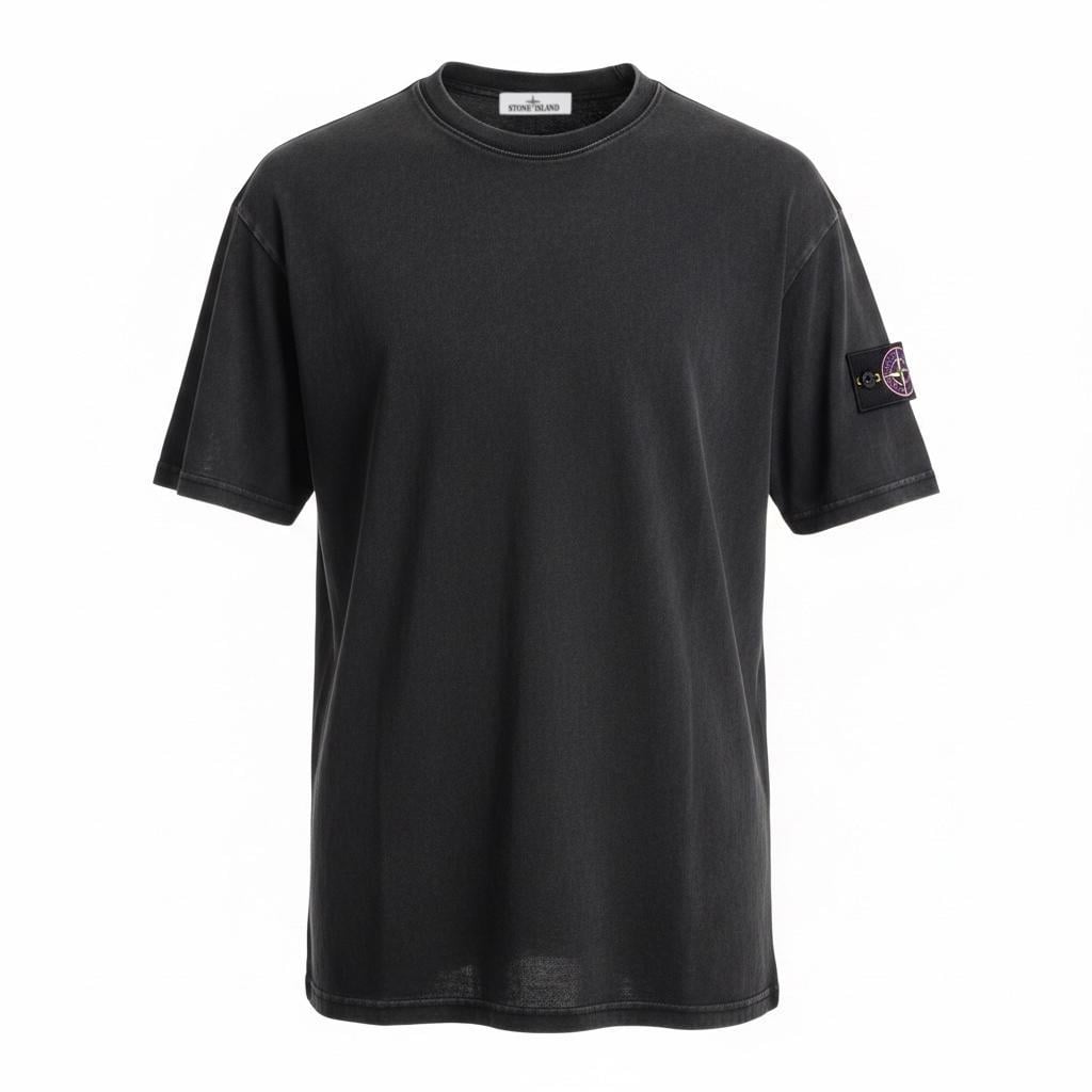 Футболка мужская в стиле Stone Island Raso Gommato Cotton T-Shirt XL Черный (SI12010.6XL)