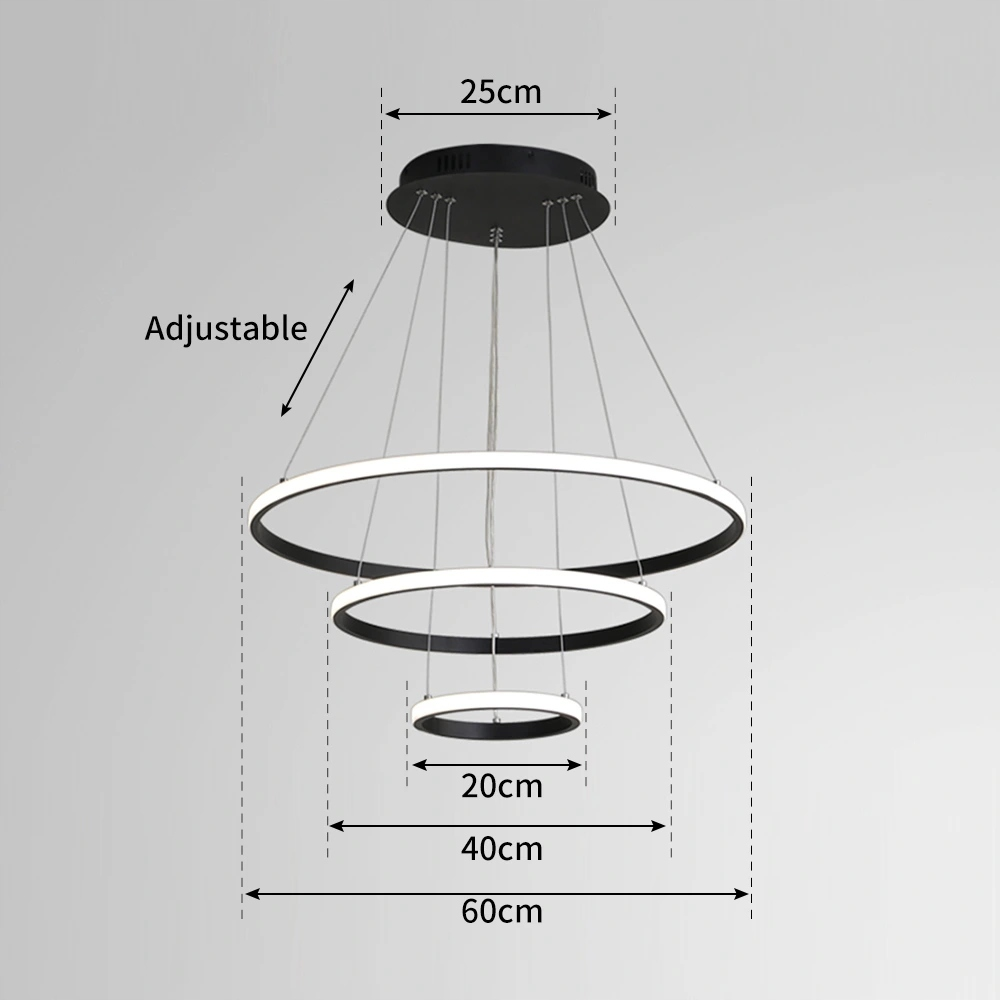 Люстра тройная кольцевая LED ORACLE T 20/40/60 Черный - фото 5