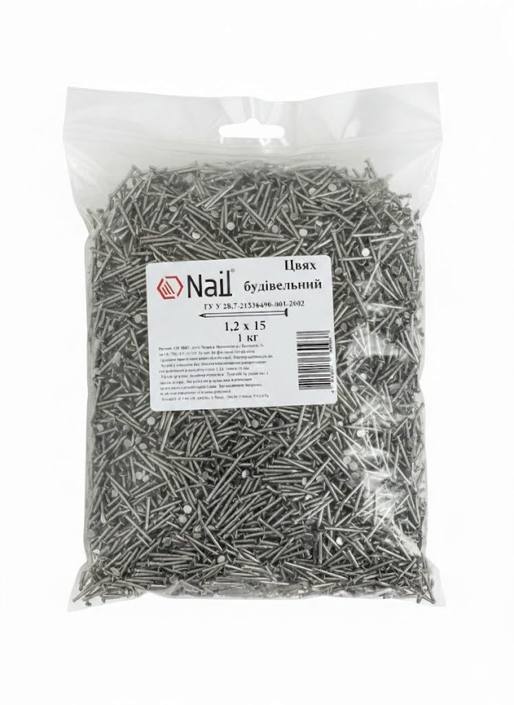 Гвозди строительные Nail 1,2х15 DIN 1151 бп упаковка 1 кг (405110)