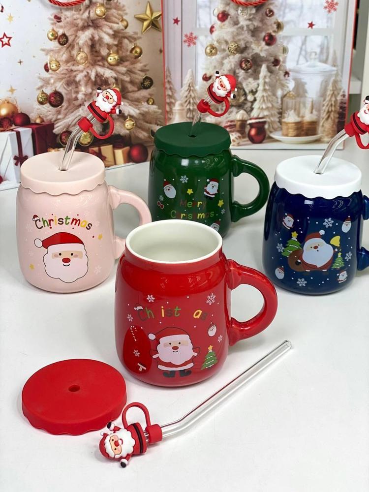 Чашка с крышкой и трубочкой Санта керамика 460 мл Красный (21-чер-102-1082) - фото 5 Чашка с крышкой и трубочкой Санта керамика 460 мл Красный (21-чер-102-1082) - фото 5