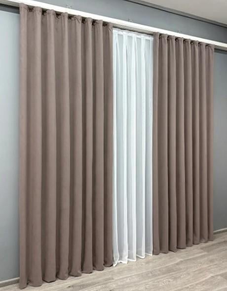 Штори в вітальню/спальню Petek з мікровелюру 1,5х2,9 м 2 шт. Какао (1825ш 33-0811) - фото 4