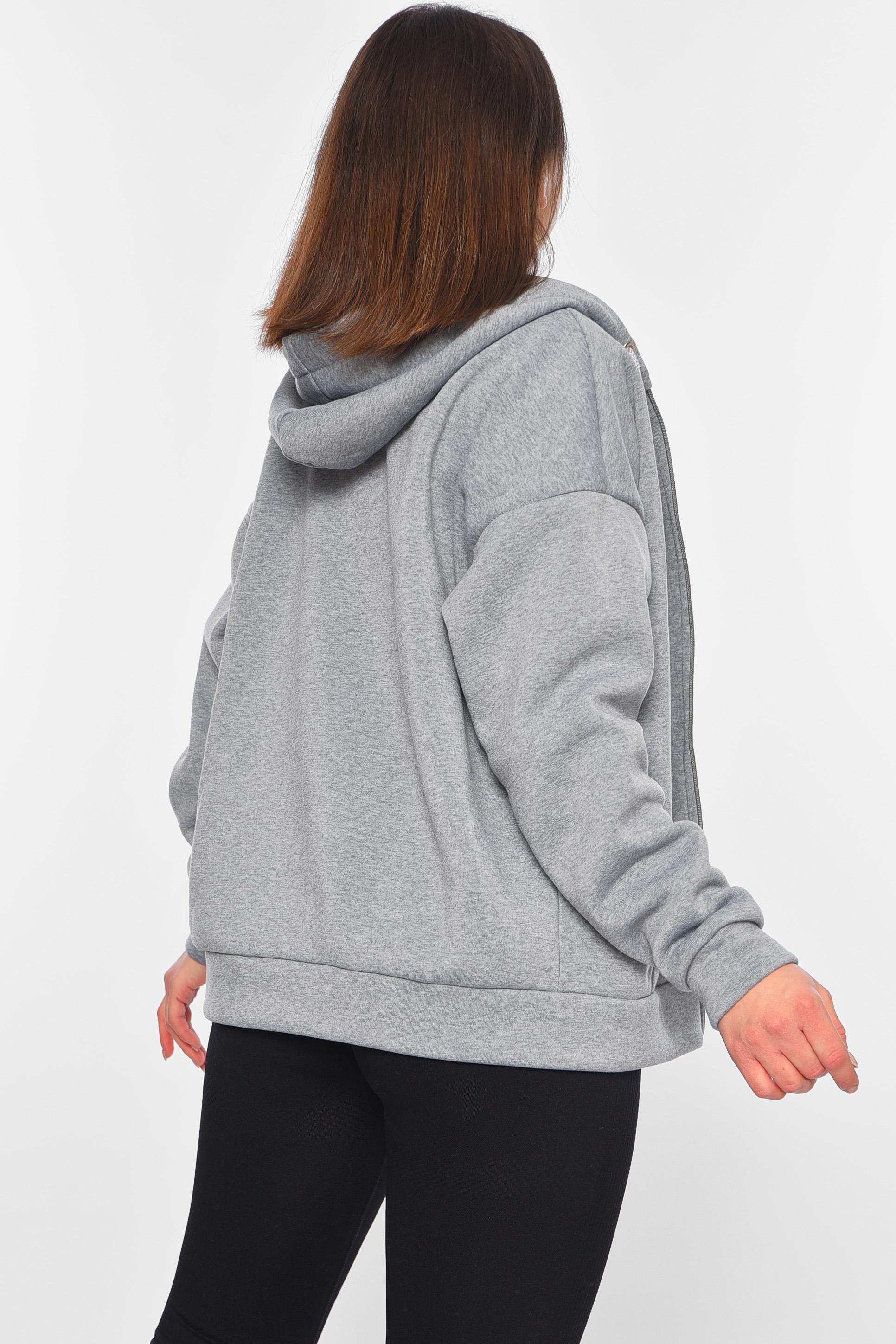 Кофта спортивна жіноча на флісі XL/2XL/3XL Сірий (169265) - фото 3 Кофта спортивна жіноча на флісі XL/2XL/3XL Сірий (169265) - фото 3