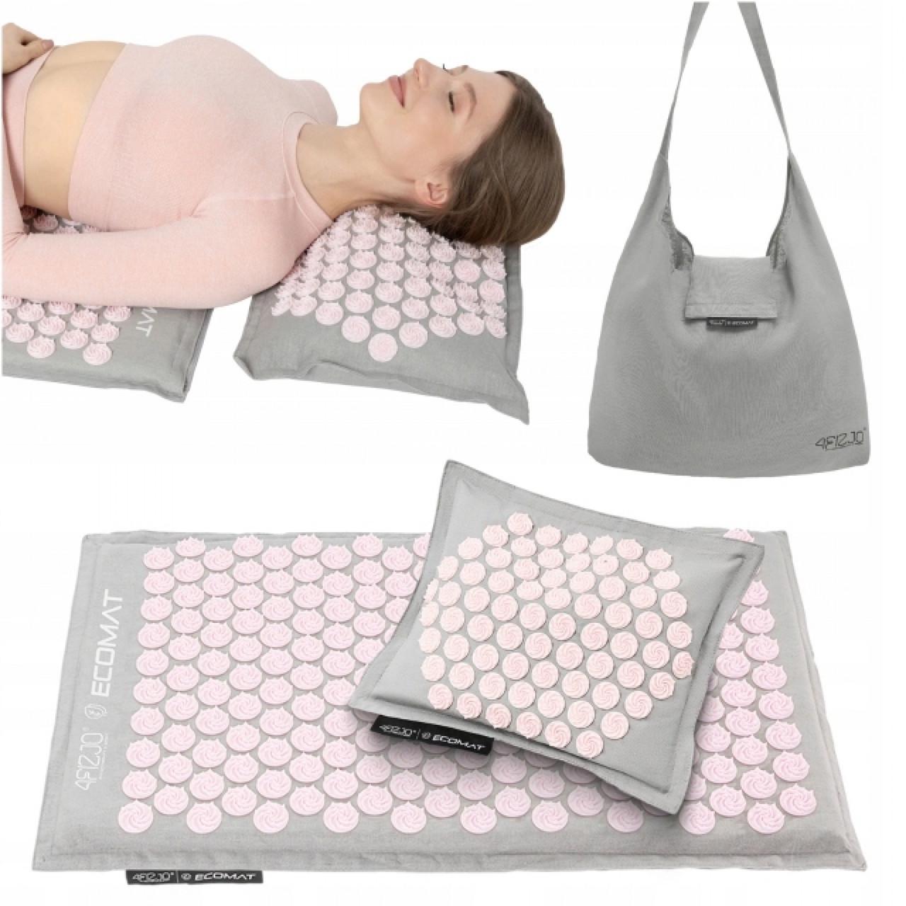 Коврик акупунктурный с подушкой 4fizjo Eco Mat аппликатор Кузнецова Grey/Pink (P-5907739312174) - фото 11