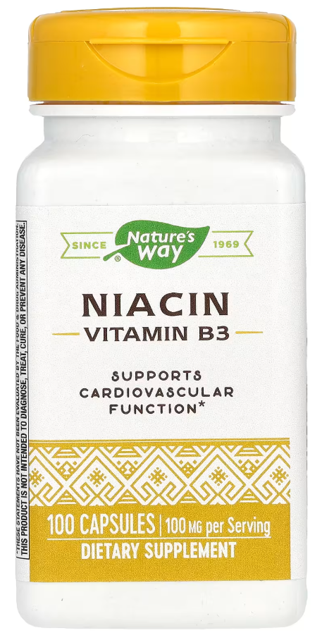 Ниацин Витамин B3 Natures Way Niacin Vitamin B3 100 мг 100 капсул