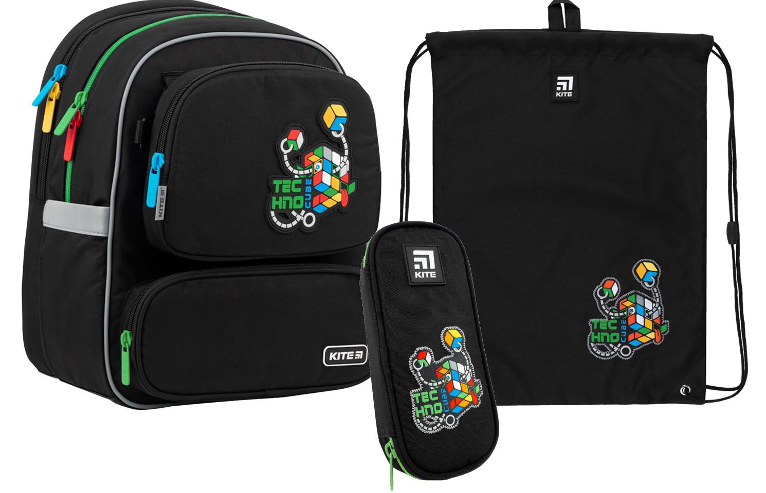 Набор школьный KITE Education Techno Cube рюкзак/пенал/сумка для обуви (202421)