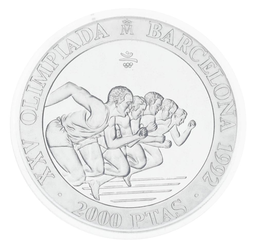 Колекційна монета Іспанія 2000 песет 1992 Срібло UNC Олімпійські ігри в Барселоні в 1992 році Біг Спринтер (KM#913)