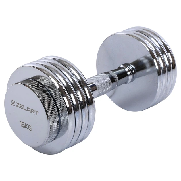 Гантель розбірна сталева Zelart TA-5451-15 хромована 15 кг (28850991)