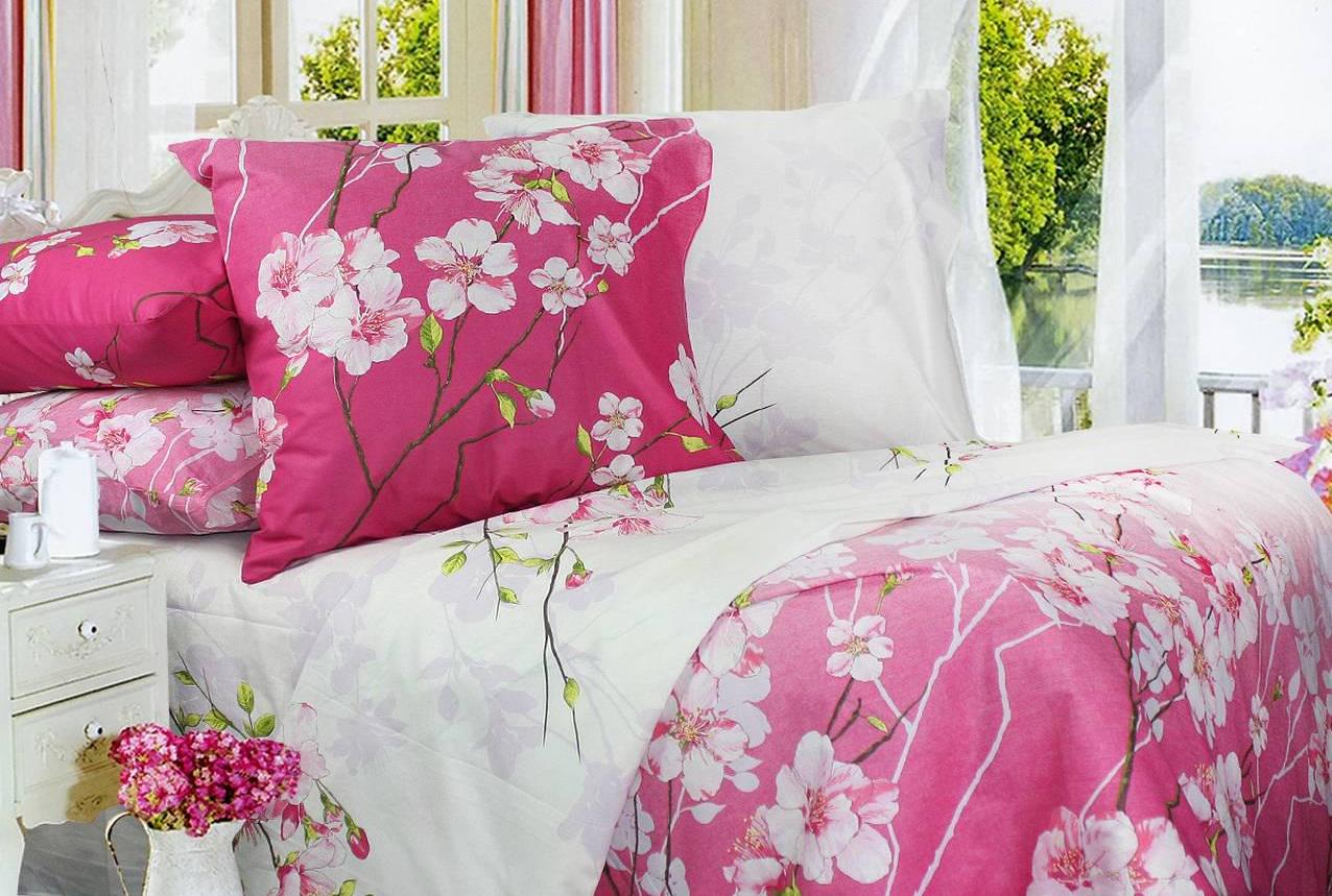 Комплект постельного белья двуспальный Еней-плюс Т0338 Розовый/Белый