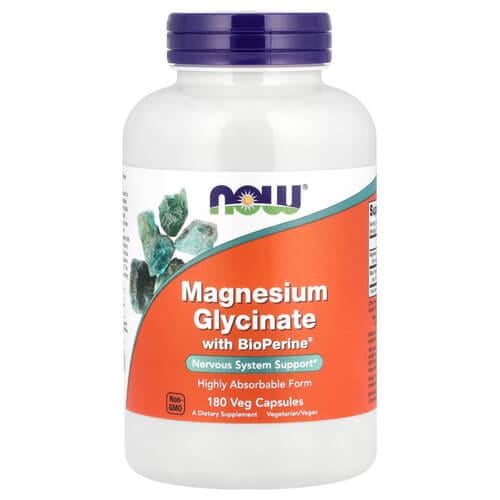 Магний NOW Magnesium Glycinate With BioPerine 180 Capsules (NOW-01287)