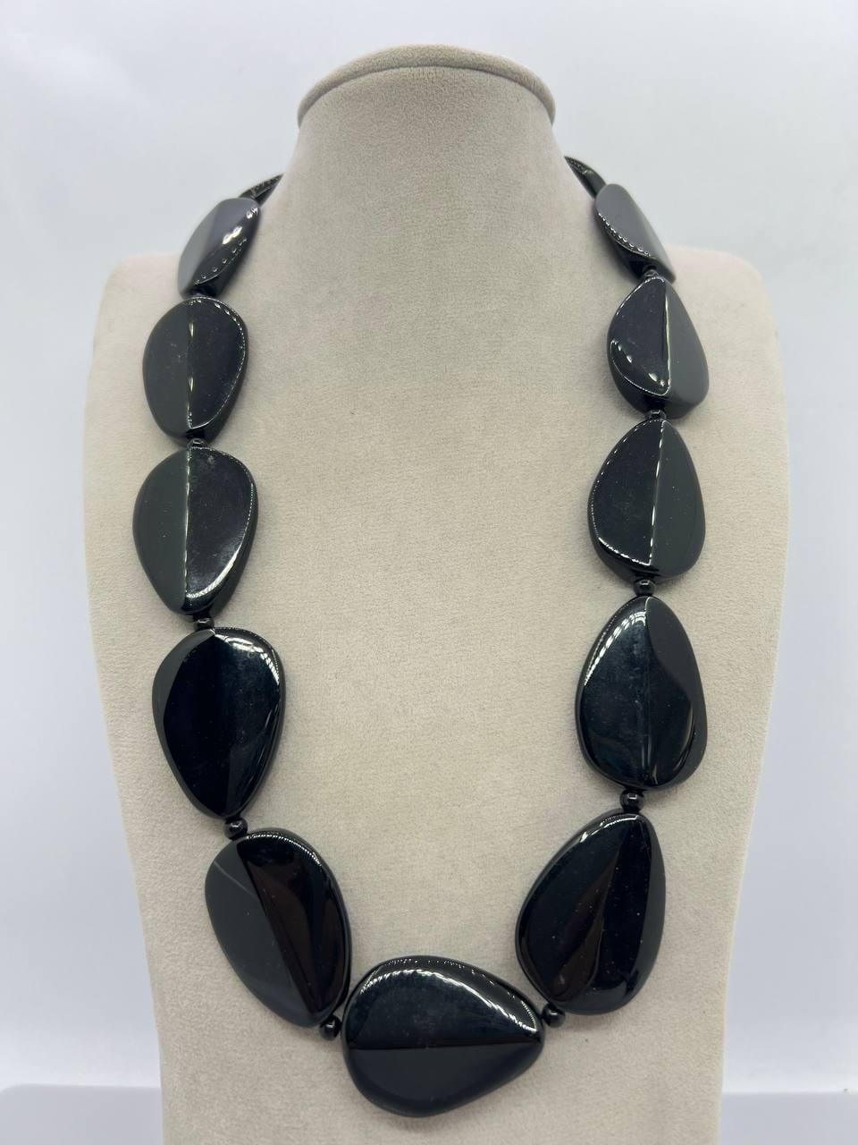 Бусы агат 50 см Черный (11288)