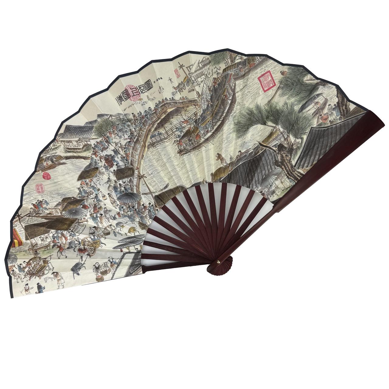 Веер двухсторонний Городской пейзаж 33х58 см Серый (C5927)