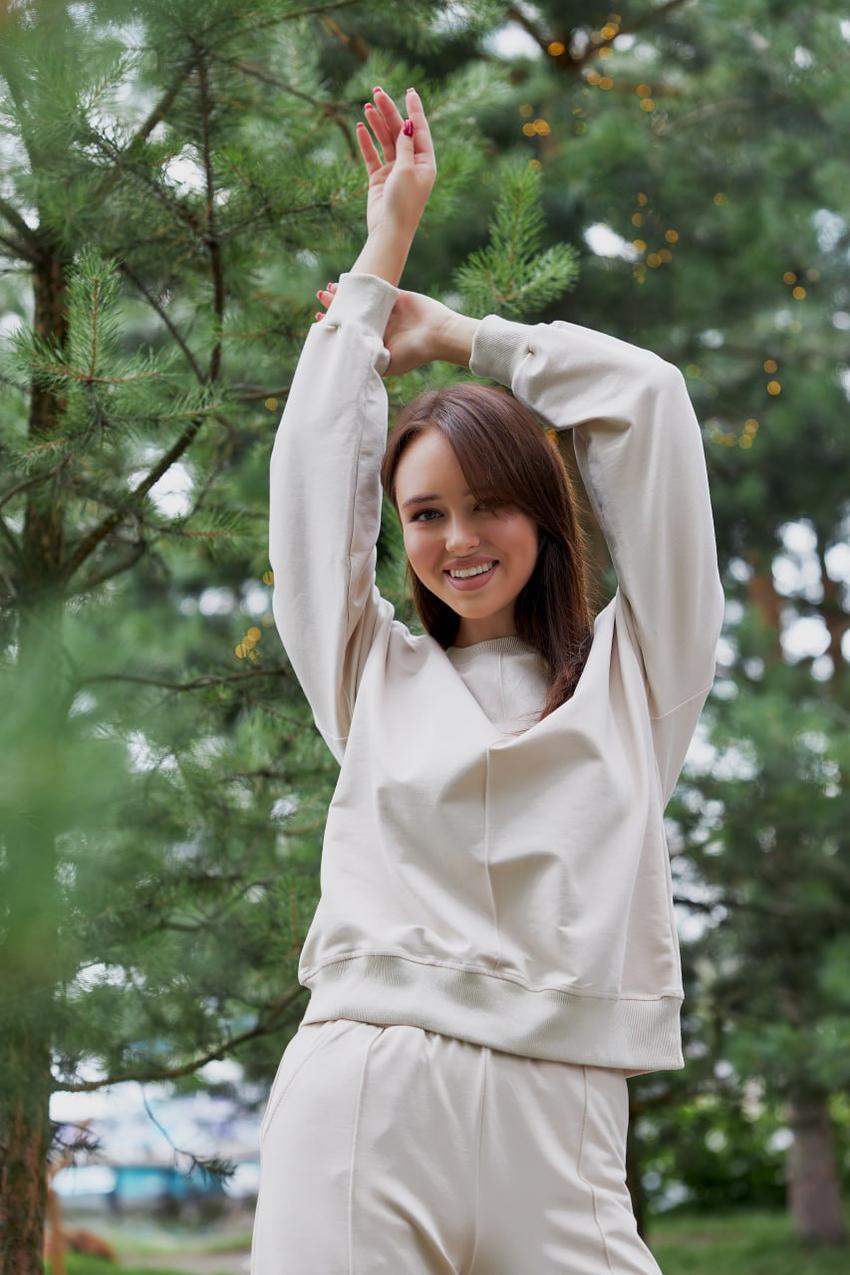 Костюм женский М128.2 свитшот и брюки палаццо 2х-нить спортивный XL Таш (564-1-63) - фото 3