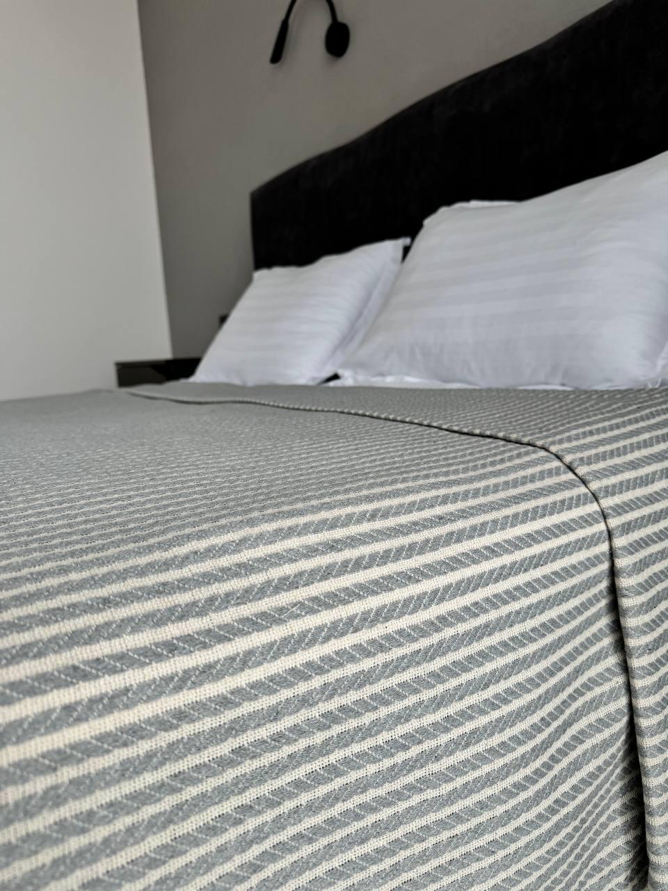 Плед хлопковый Косичка комбинированная 240x230 см Светло-серый (11812-F9-240x230cm) - фото 2