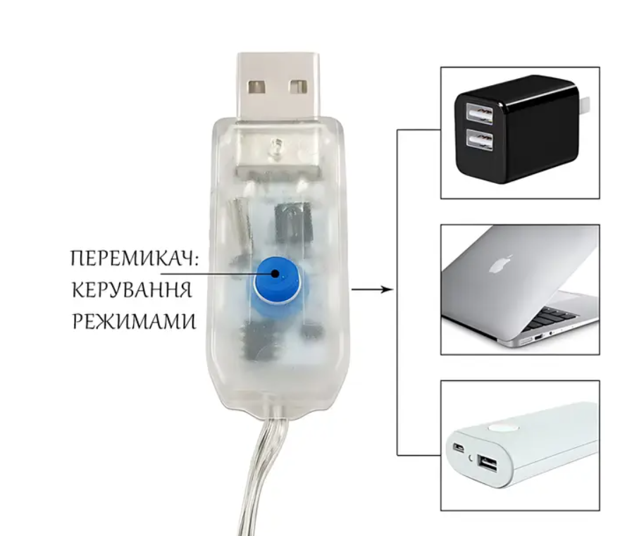 Гирлянда-штора Флаг Украины с пультом USB 3х3 м SFK-10 (44873-16906_230) - фото 2
